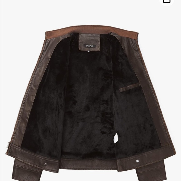 Brand New WULFUL Men's Vintage Stand Collar Leather Jacket Motorcycle PU Jacket - Picture 7 of 8